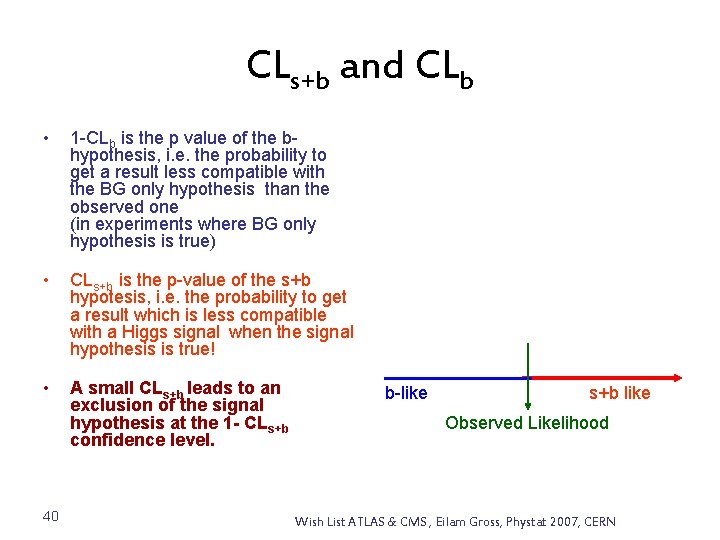 CLs+b and CLb • 1 -CLb is the p value of the bhypothesis, i.