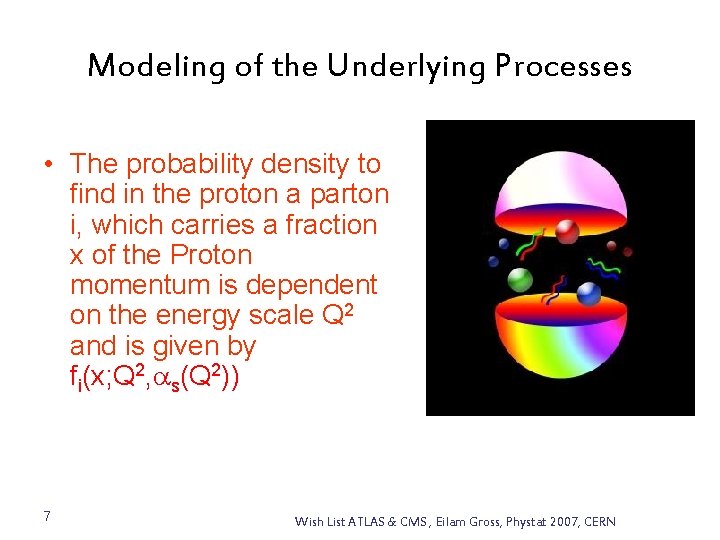 Modeling of the Underlying Processes • The probability density to find in the proton