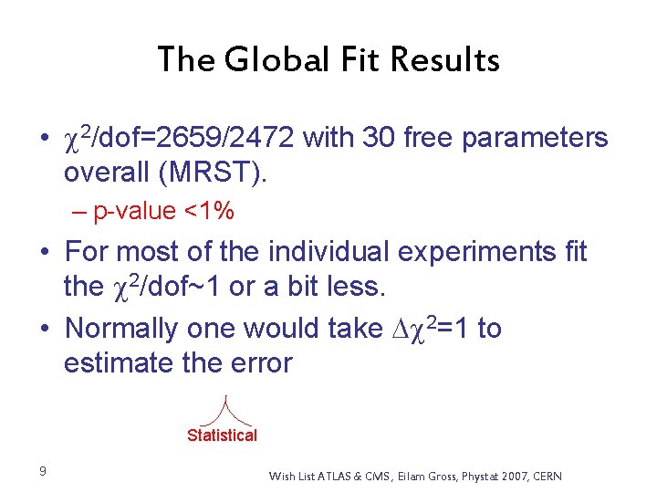 The Global Fit Results • 2/dof=2659/2472 with 30 free parameters overall (MRST). – p-value