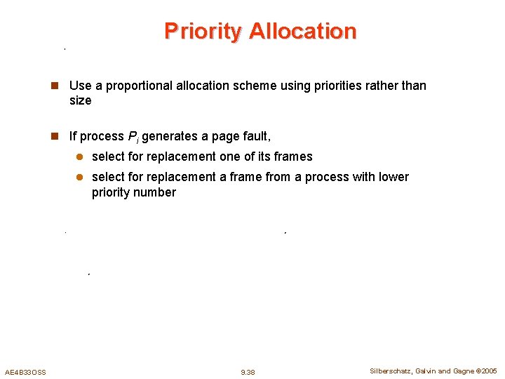 Priority Allocation n Use a proportional allocation scheme using priorities rather than size n