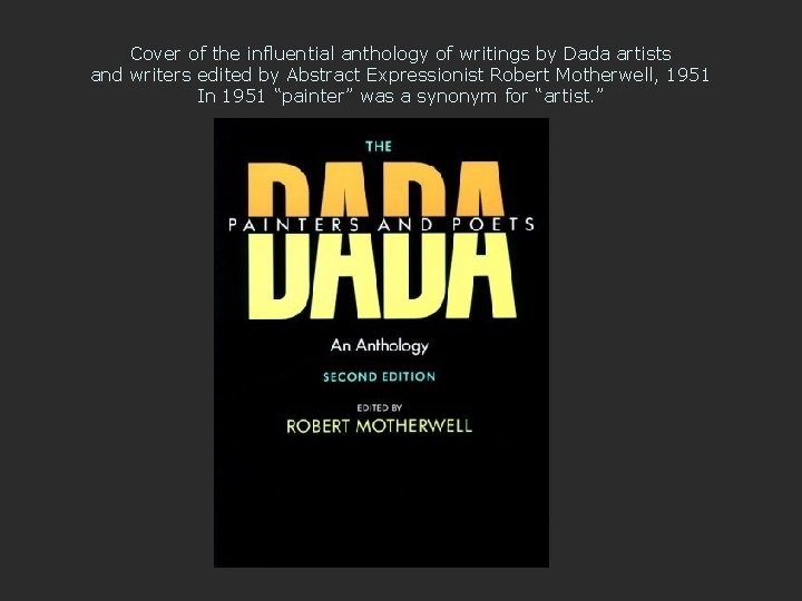Cover of the influential anthology of writings by Dada artists and writers edited by