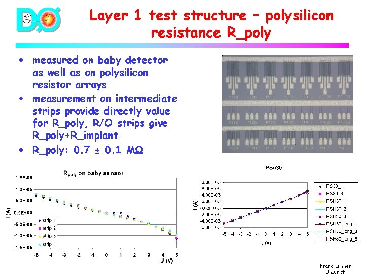 Layer 1 test structure – polysilicon resistance R_poly · measured on baby detector as