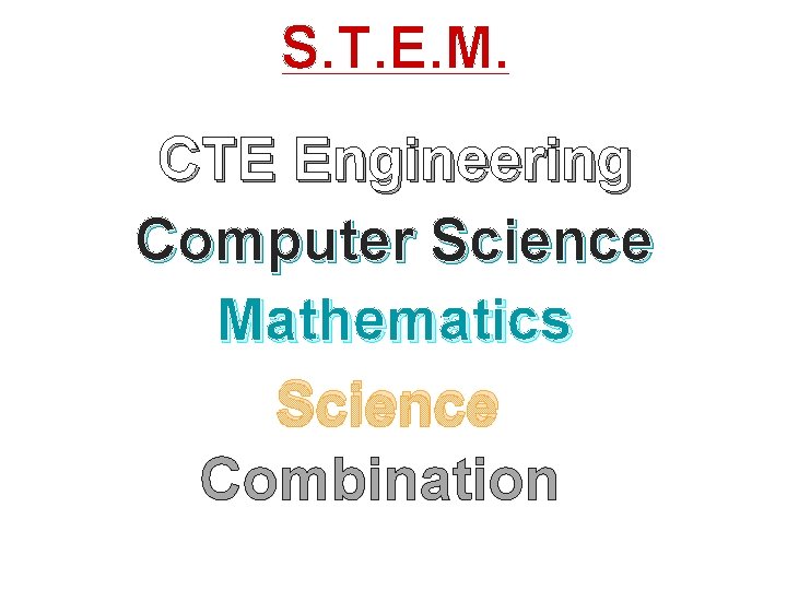 S. T. E. M. CTE Engineering Computer Science Mathematics Science Combination 