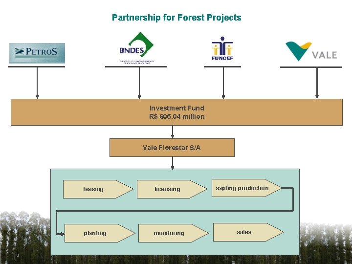 Partnership for Forest Projects Investment Fund R$ 605. 04 million Vale Florestar S/A 8