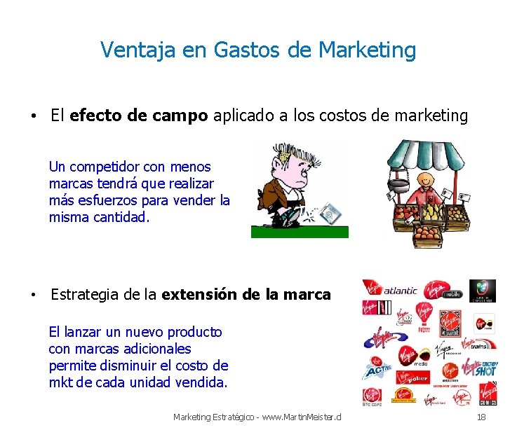 Ventaja en Gastos de Marketing • El efecto de campo aplicado a los costos