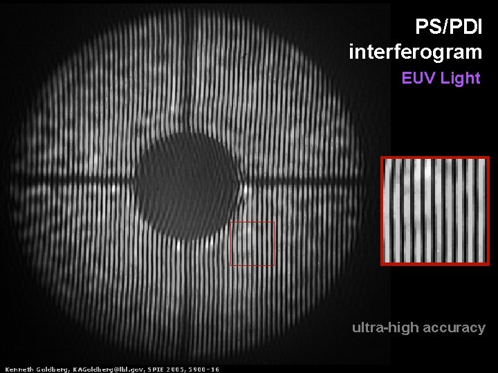 PS/PDI interferogram EUV Light ultra-high accuracy Kenneth. Goldberg, KAGoldberg@lbl. gov, SPIE 2005, 5900– 16