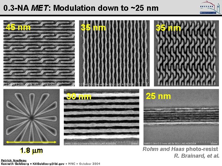 0. 3 -NA MET: Modulation down to ~25 nm 45 nm 30 nm 1.