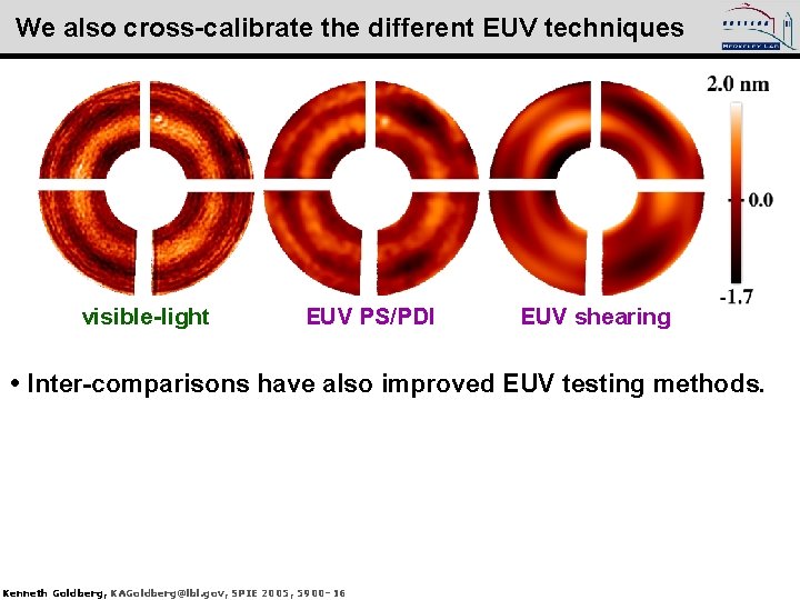 We also cross-calibrate the different EUV techniques visible-light EUV PS/PDI EUV shearing • Inter-comparisons