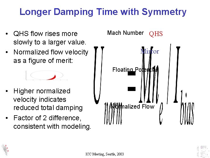 Longer Damping Time with Symmetry • QHS flow rises more slowly to a larger Longer Damping Time with Symmetry • QHS flow rises more slowly to a larger