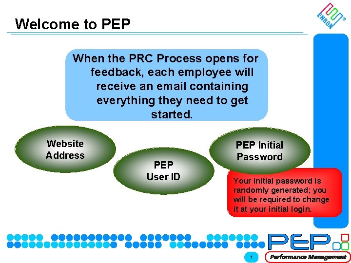 Welcome to PEP ® When the PRC Process opens for feedback, each employee will Welcome to PEP ® When the PRC Process opens for feedback, each employee will