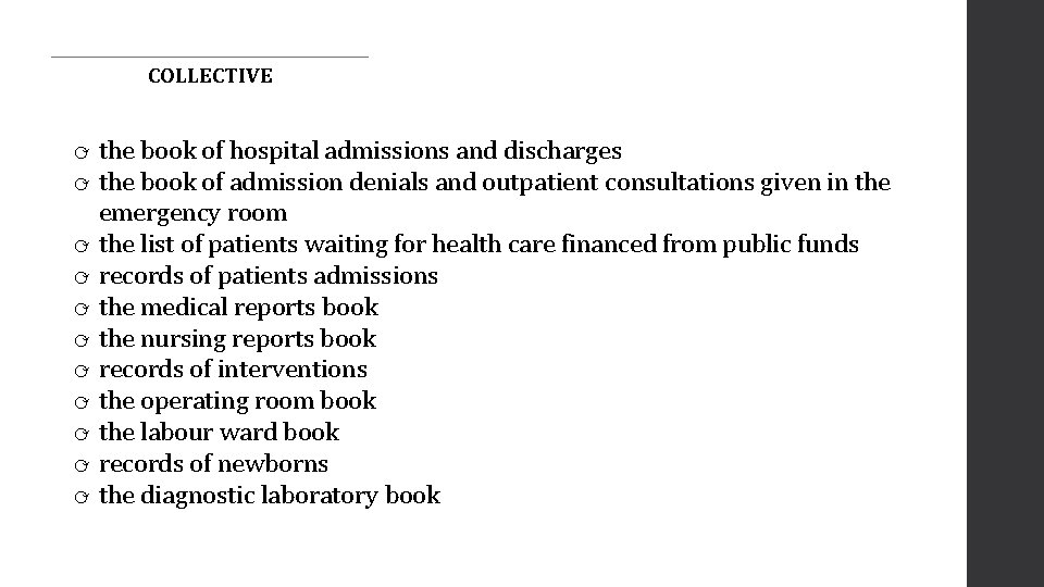 COLLECTIVE ⟳ ⟳ ⟳ the book of hospital admissions and discharges the book of