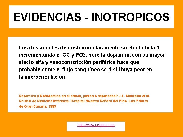 EVIDENCIAS - INOTROPICOS Los dos agentes demostraron claramente su efecto beta 1, incrementando el