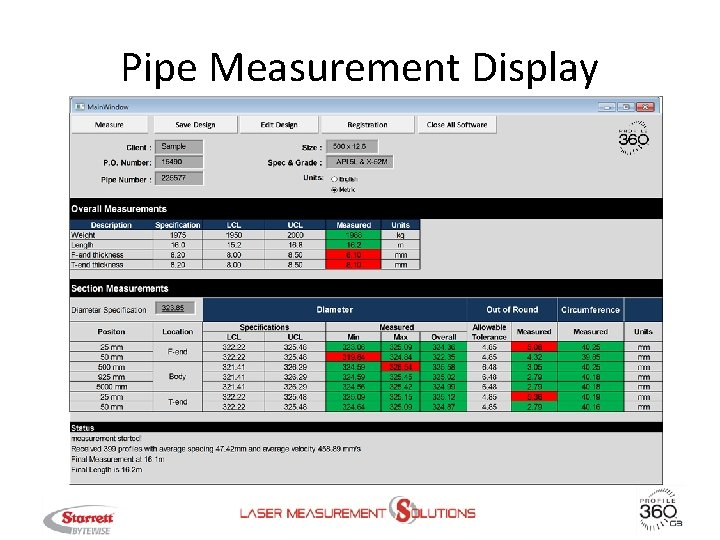 Pipe Measurement Display 