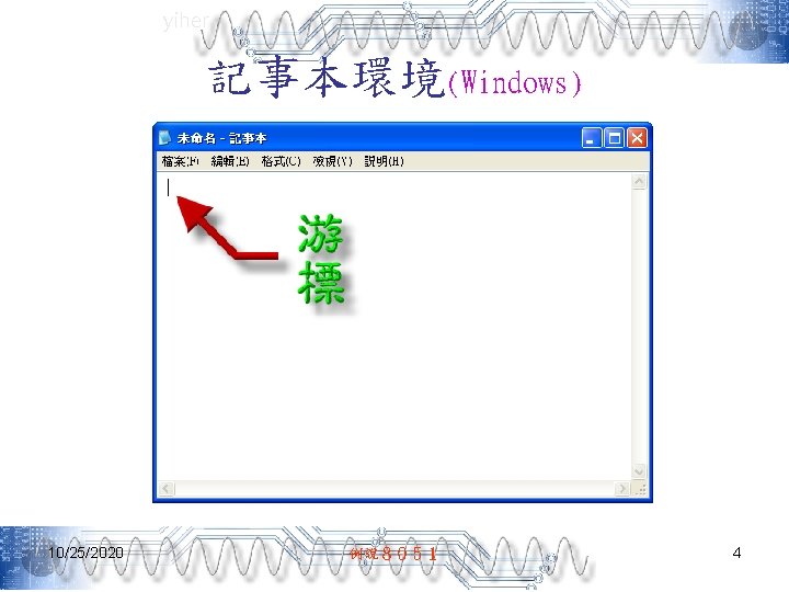 yiher 記事本環境(Windows) 10/25/2020 例說８０５１ 4 