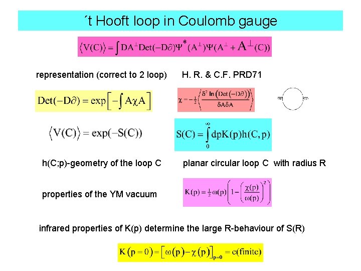 ´t Hooft loop in Coulomb gauge representation (correct to 2 loop) h(C; p)-geometry of