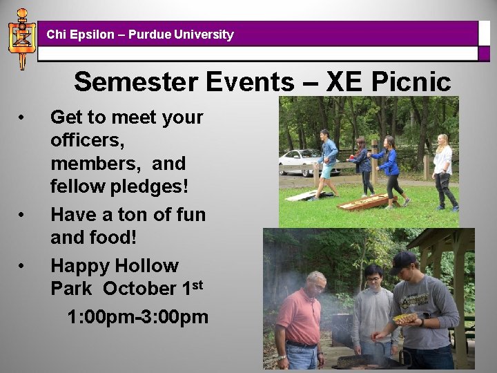Chi Epsilon – Purdue University Semester Events – XE Picnic • • • Get