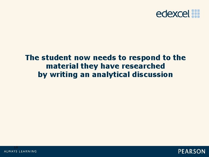 The student now needs to respond to the material they have researched by writing