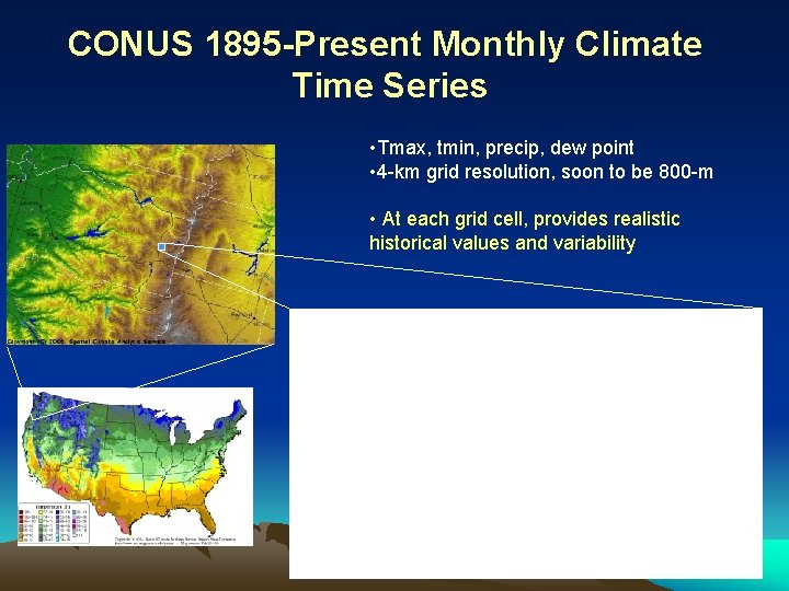CONUS 1895 -Present Monthly Climate Time Series • Tmax, tmin, precip, dew point •