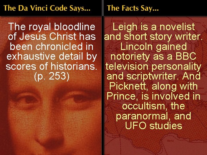 The royal bloodline Leigh is a novelist of Jesus Christ has and short story