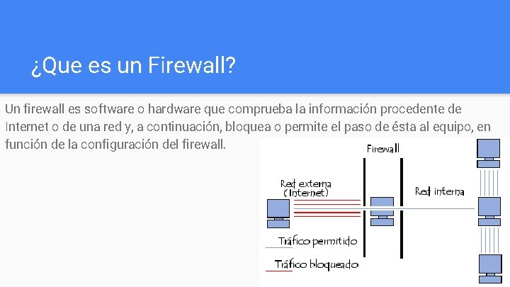 ¿Que es un Firewall? Un firewall es software o hardware que comprueba la información