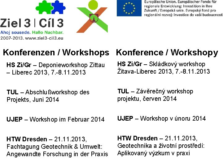 Konferenzen / Workshops Konference / Workshopy HS Zi/Gr – Deponieworkshop Zittau – Liberec 2013, Konferenzen / Workshops Konference / Workshopy HS Zi/Gr – Deponieworkshop Zittau – Liberec 2013,