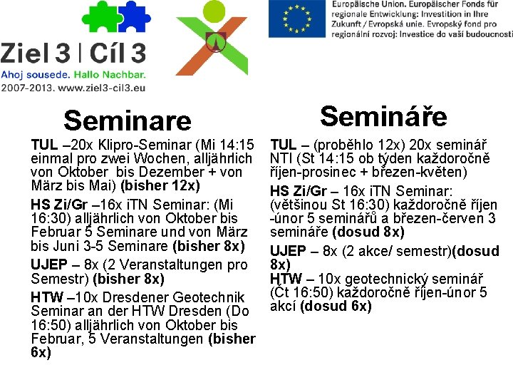 Seminare TUL – 20 x Klipro-Seminar (Mi 14: 15 einmal pro zwei Wochen, alljährlich