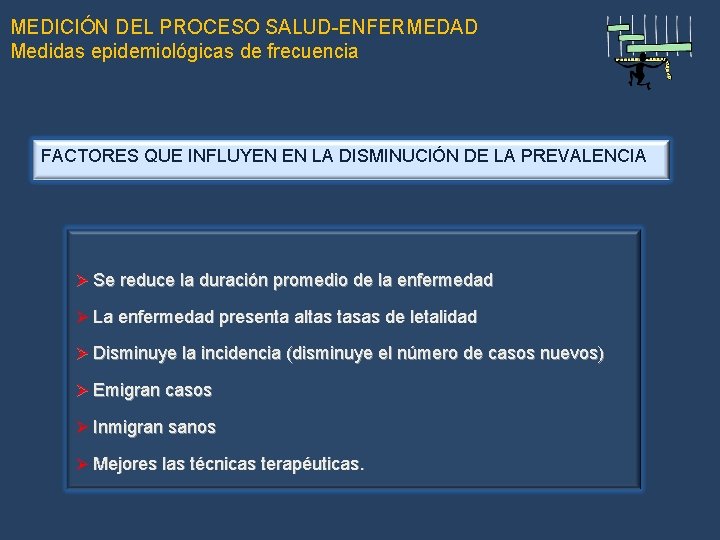 MEDICIÓN DEL PROCESO SALUD-ENFERMEDAD Medidas epidemiológicas de frecuencia FACTORES QUE INFLUYEN EN LA DISMINUCIÓN