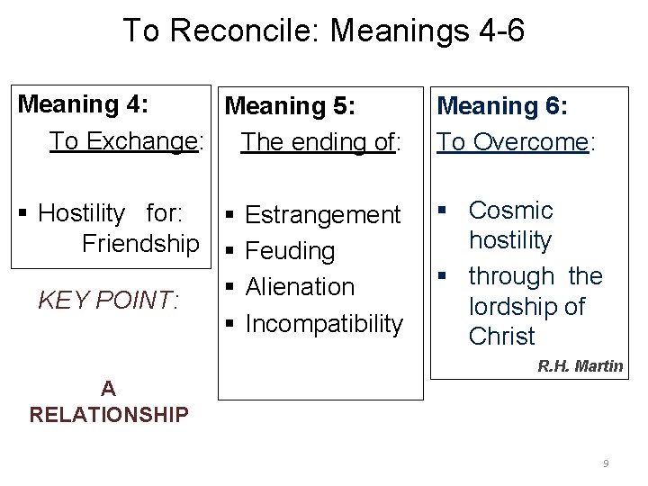 To Reconcile: Meanings 4 -6 Meaning 4: Meaning 5: To Exchange: The ending of: