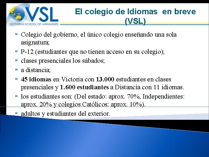 El colegio de Idiomas en breve (VSL) Colegio del gobierno, el único colegio enseñando