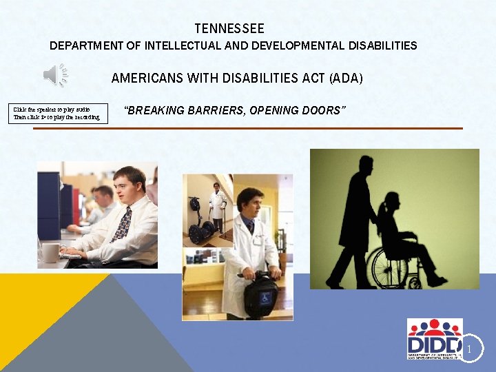 Disability Rights Tn TENNESSEE DEPARTMENT OF INTELLECTUAL AND DEVELOPMENTAL DISABILITIES ...