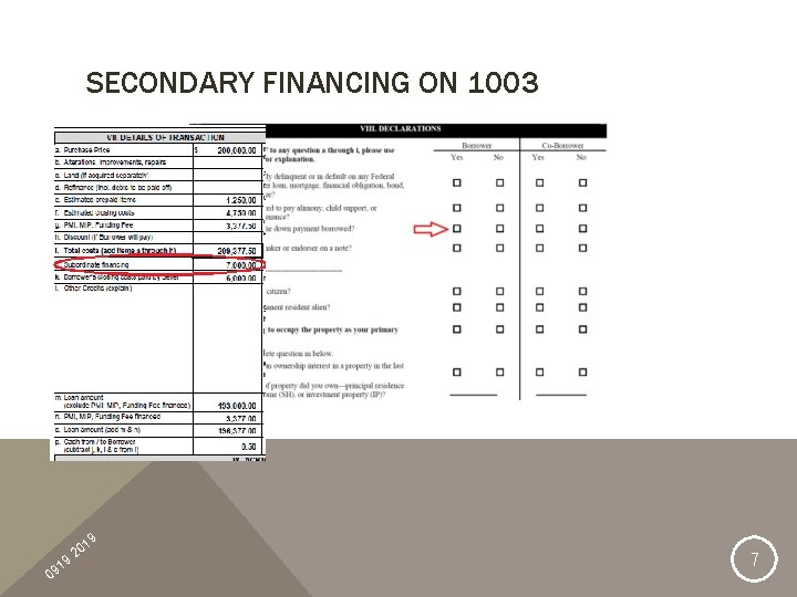 SECONDARY FINANCING ON 1003 9 1 09 19 20 7 