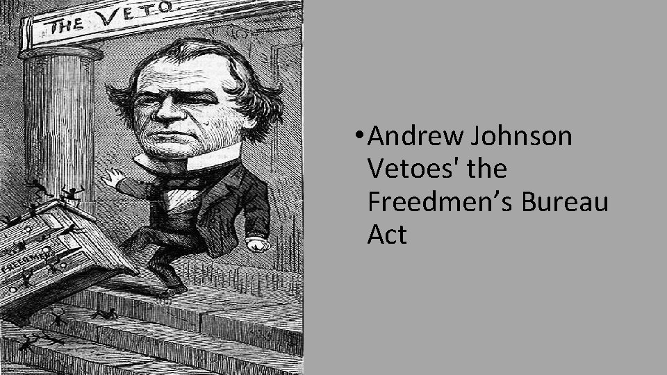  • Andrew Johnson Vetoes' the Freedmen’s Bureau Act 
