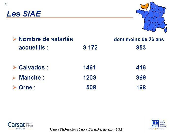 13 Les SIAE Ø Nombre de salariés accueillis : dont moins de 26 ans