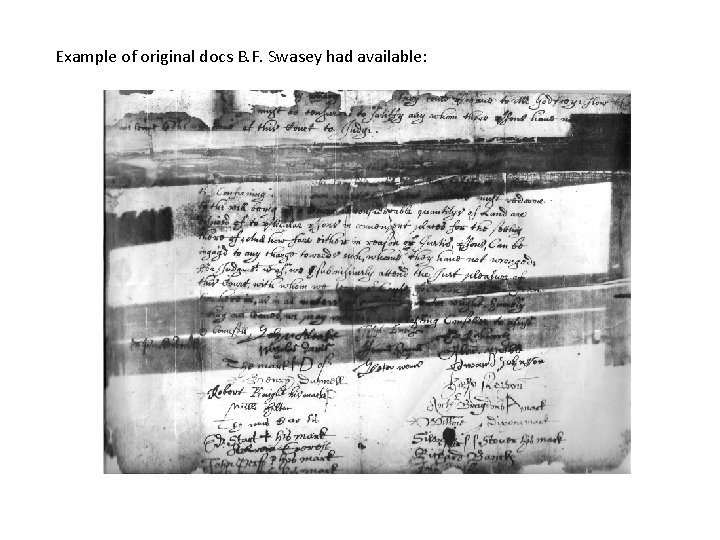 Example of original docs B. F. Swasey had available: Example of original docs B. F. Swasey had available: