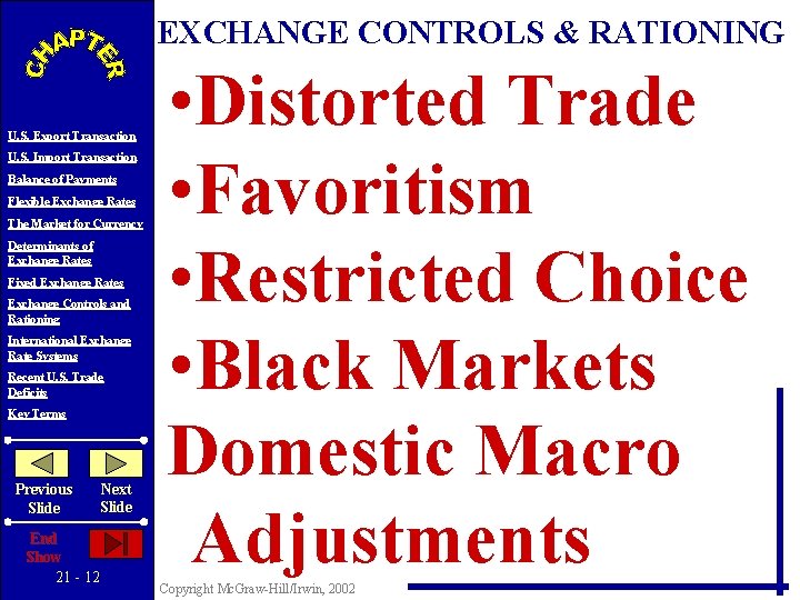 EXCHANGE CONTROLS & RATIONING U. S. Export Transaction U. S. Import Transaction Balance of
