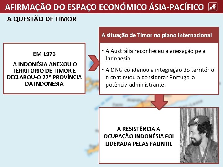 AFIRMAÇÃO DO ESPAÇO ECONÓMICO ÁSIA-PACÍFICO A QUESTÃO DE TIMOR A situação de Timor no