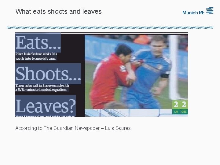 What eats shoots and leaves According to The Guardian Newspaper – Luis Saurez 
