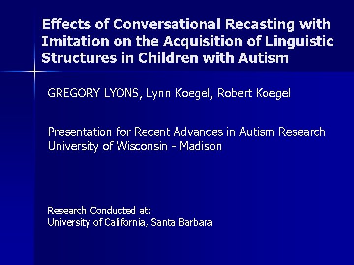Language Recasting Effects of Conversational Recasting with Imitation on the