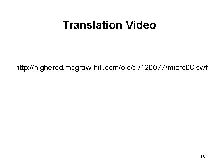 Translation Video http: //highered. mcgraw-hill. com/olc/dl/120077/micro 06. swf 18 