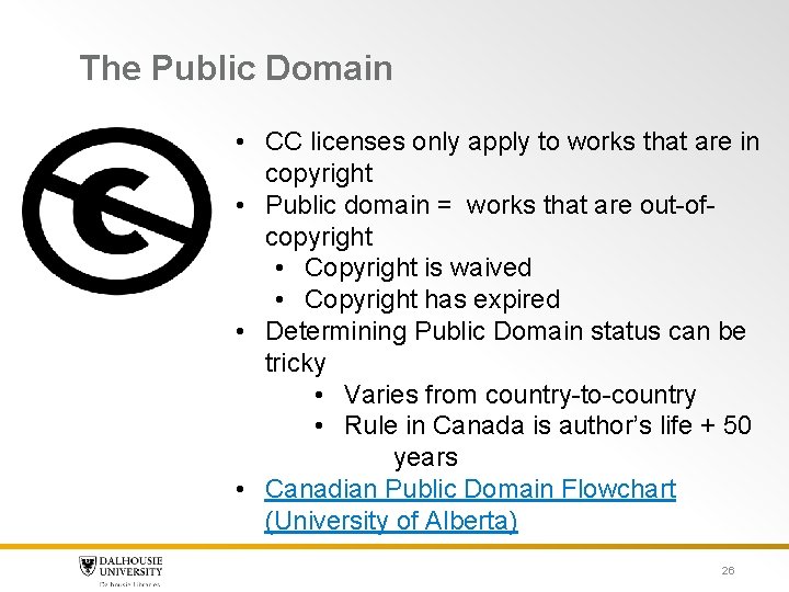 The Public Domain • CC licenses only apply to works that are in copyright The Public Domain • CC licenses only apply to works that are in copyright