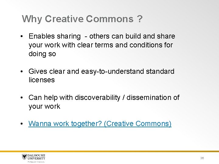 Why Creative Commons ? • Enables sharing - others can build and share your Why Creative Commons ? • Enables sharing - others can build and share your