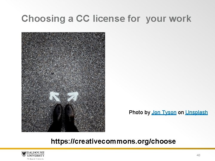 Choosing a CC license for your work Photo by Jon Tyson on Unsplash https: Choosing a CC license for your work Photo by Jon Tyson on Unsplash https: