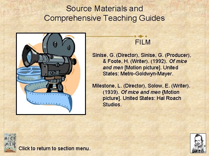 Source Materials and Comprehensive Teaching Guides FILM Sinise, G. (Director), Sinise, G. (Producer), & Source Materials and Comprehensive Teaching Guides FILM Sinise, G. (Director), Sinise, G. (Producer), &