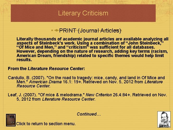 Literary Criticism PRINT (Journal Articles) Literally thousands of academic journal articles are available analyzing Literary Criticism PRINT (Journal Articles) Literally thousands of academic journal articles are available analyzing