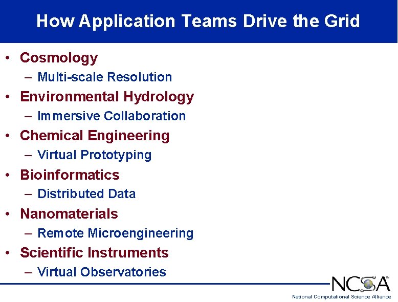 How Application Teams Drive the Grid • Cosmology – Multi-scale Resolution • Environmental Hydrology
