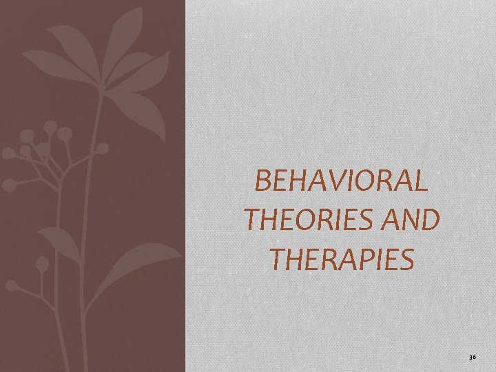 BEHAVIORAL THEORIES AND THERAPIES 36 