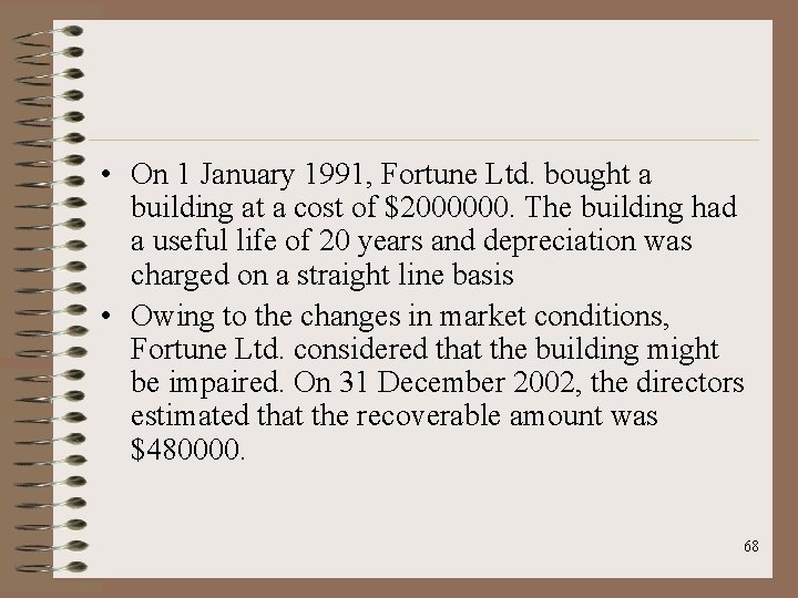  • On 1 January 1991, Fortune Ltd. bought a building at a cost