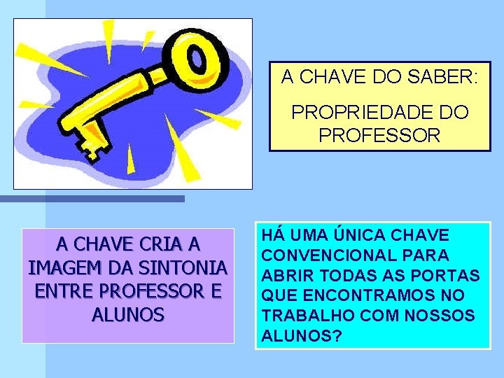 A CHAVE DO SABER: PROPRIEDADE DO PROFESSOR A CHAVE CRIA A IMAGEM DA SINTONIA