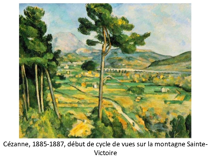 Cézanne, 1885 -1887, début de cycle de vues sur la montagne Sainte. Victoire 