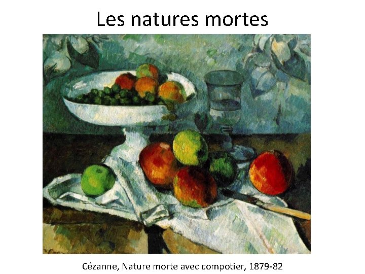 Les natures mortes Cézanne, Nature morte avec compotier, 1879 -82 